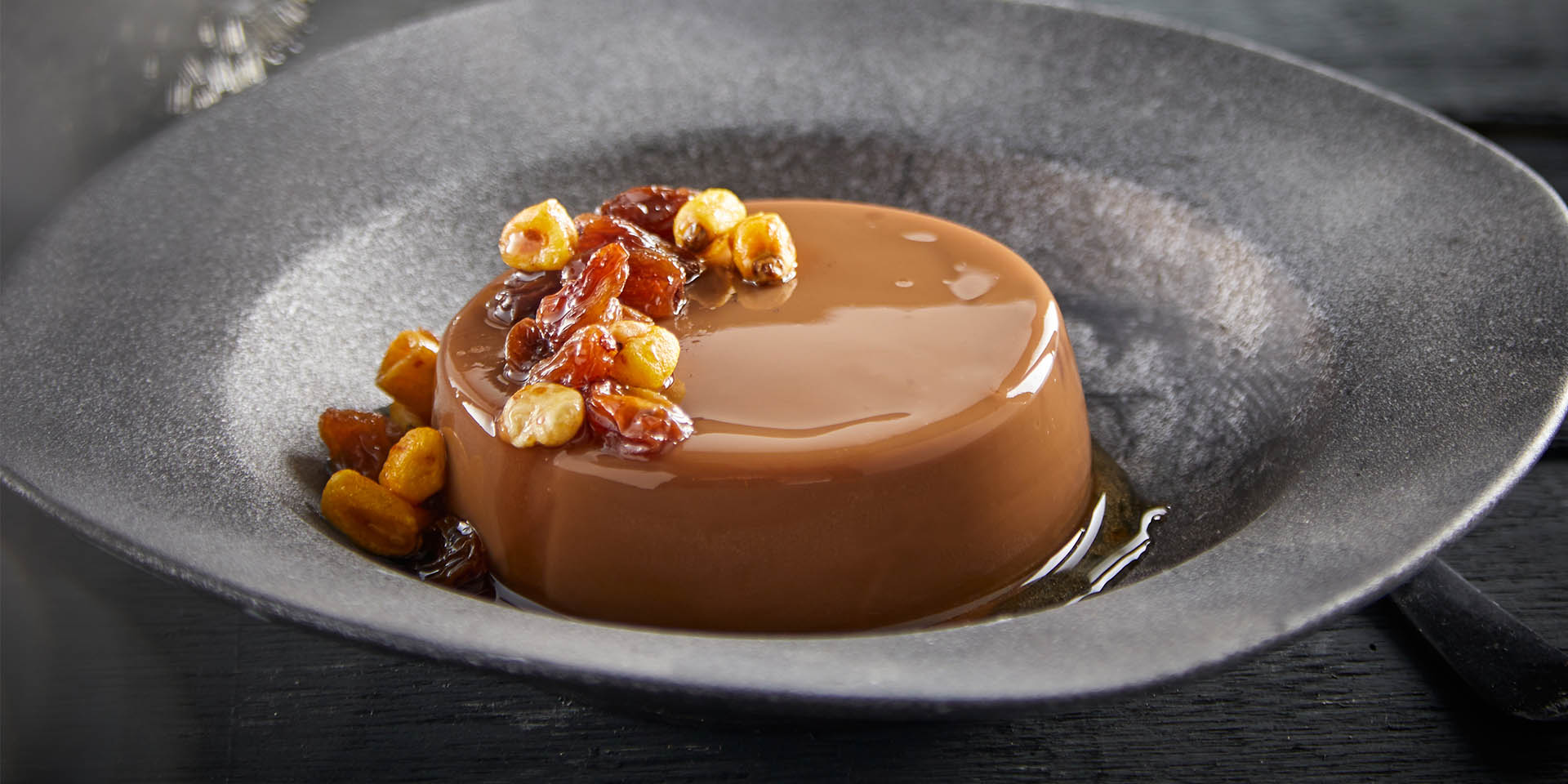 Coffee Panna Cotta with Warm Rum & Raisins - Dennis Edwards Foodservice